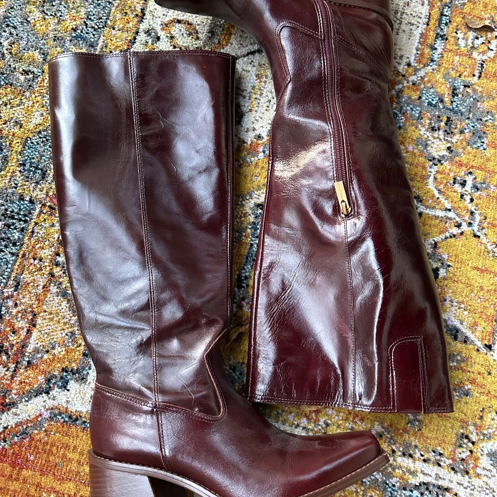 Vince Camuto Women's Sangeti 2 Wide Calf High Boots Dark Mahogany Size 8